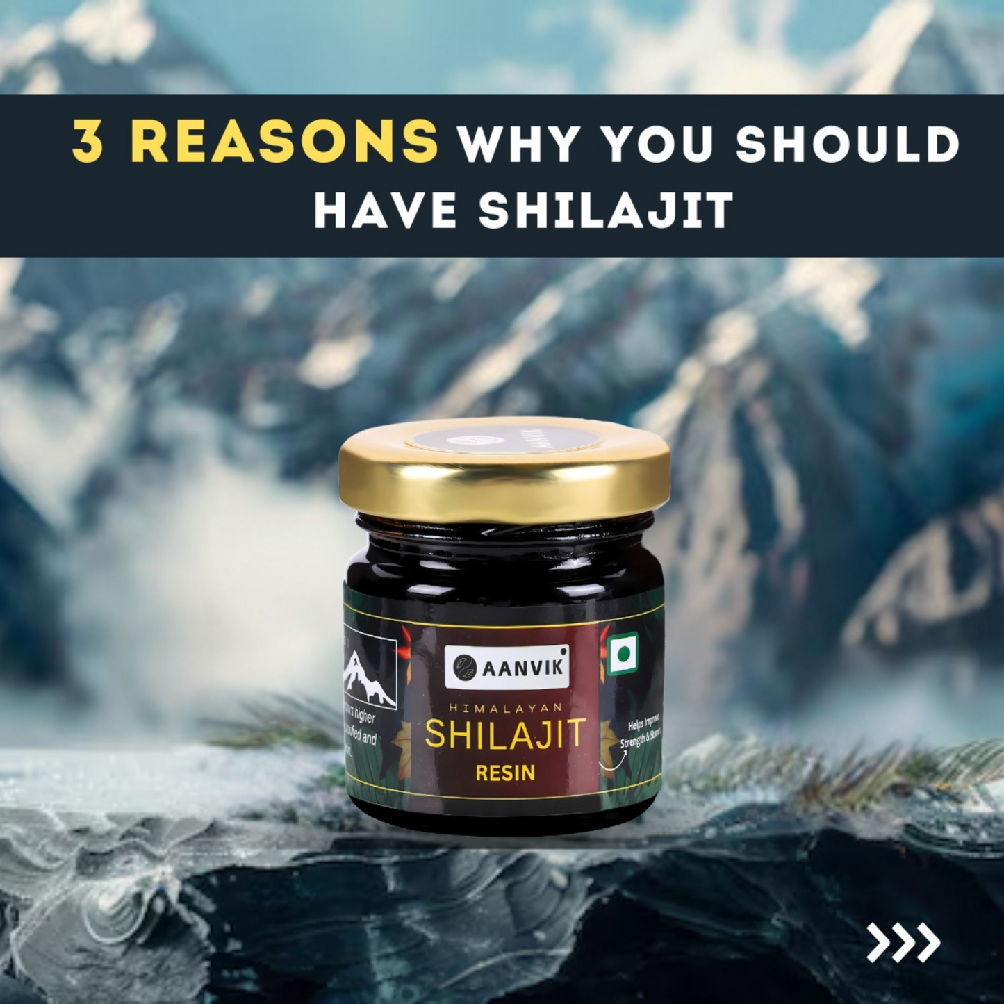 Aanvik Premium Shilajit Resin - Boost Performance | Power, Stamina |Strength | Lab Tested | 100% Pure & Ayurvedic