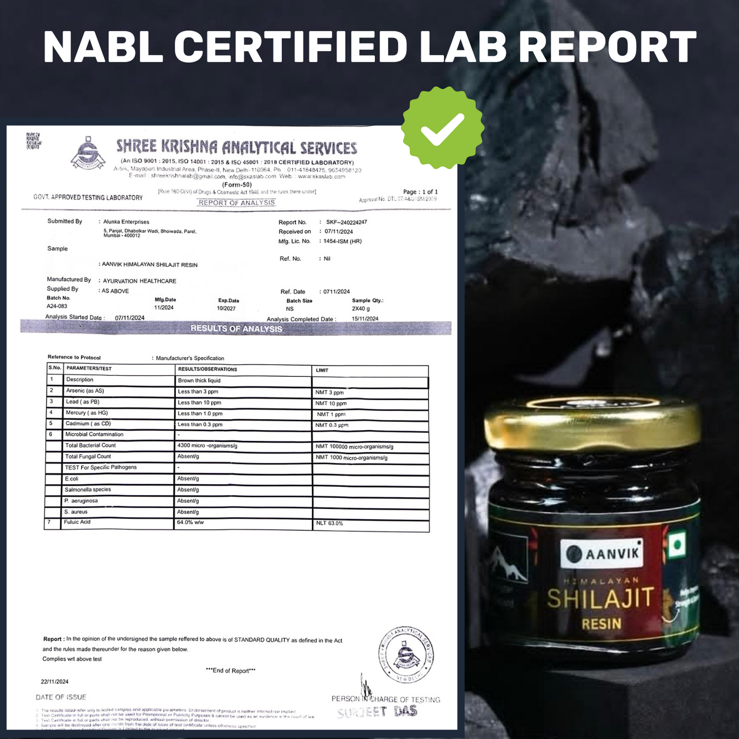 Aanvik Premium Shilajit Resin - Boost Performance | Power, Stamina |Strength | Lab Tested | 100% Pure & Ayurvedic